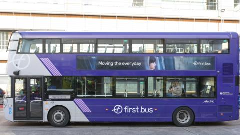 First Bus which runs in Slough, the bus is purple.