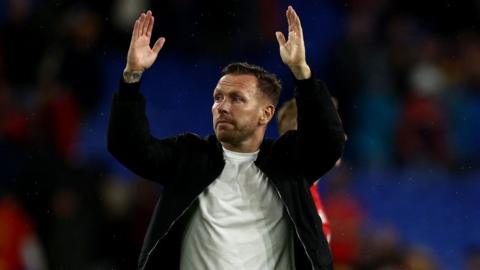 Craig Bellamy applauds the crowd after Wales' Nations League draw with Turkey at Cardiff City Stadium