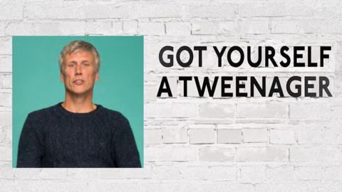Photo of Bez against brick wall with title, Got yourself a tweenager.