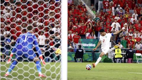 Achraf Hakimi shoots at goal