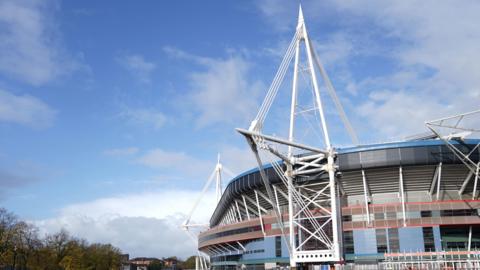 The exterior of the Principality Stadium in Cardiff. 