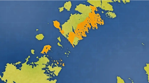 Mapa a' sealltainn chrìochan Oighreachd nam Bàgh