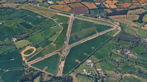 An aerial view of an airfield