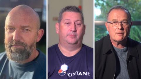 Image shows three retired officers. They are pictured separately all staring down the lens of the camera.