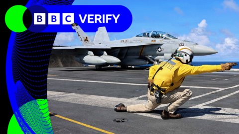 U.S. Navy F/A-18F Super Hornet aircraft is launched from the aircraft carrier USS Gerald R. Ford while operating in the Caribbean Sea