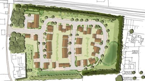 A drawing of the outline for 49 homes at Inlands Road in Nutbourne