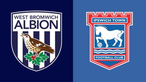 Side-by-side of West Bromwich Albion and Ipswich Town club badges