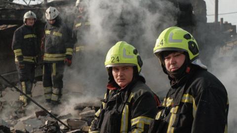 Four firemen working at the site hit in Kyiv