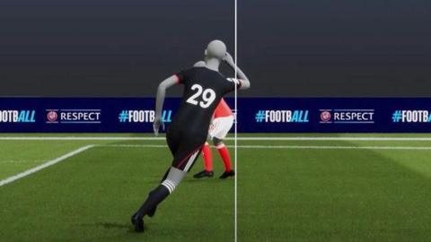 VAR offside decision showing Jule Brand to be played onside by Lotte Wubben Moy