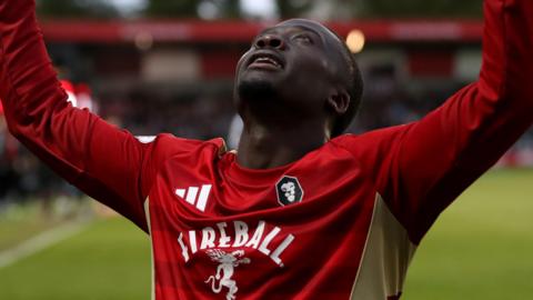 Daniel Udoh celebrates scoring