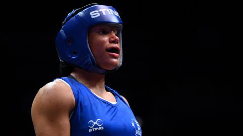 Chantelle Reid during a bout at the 2025 World Boxing Championships