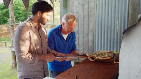 Robson and Rishi making Pizza