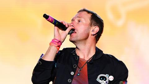 Chris Martin from Coldplay singing at Radio 1's Big Weekend in Luton