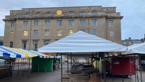 Market stalls in Cambridge Market Square