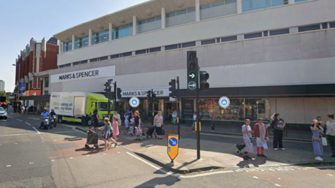 A Google Street View image showing High Street, Ealing Broadway where the collision occurred