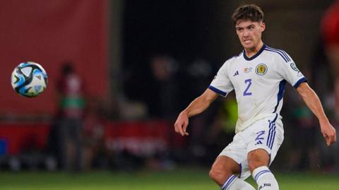 The last of Aaron Hickey's 14 caps came against Spain in October 2023