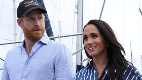 Prince Harry and Meghan, head and shoulders, on a picture from Australia in April 2026
