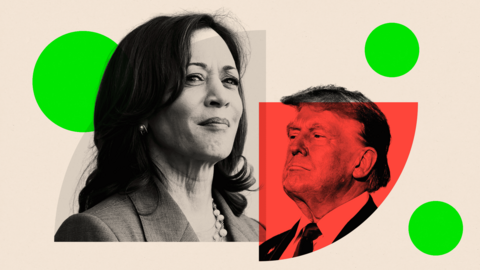 Montage image showing US Vice President Kamala Harris and former President Donald Trump