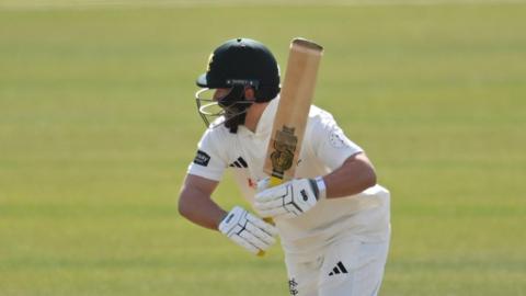 Ben Duckett turning a shot to midwicket while batting for Notts