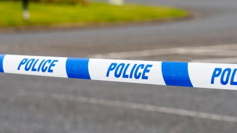 Police marker tape for cordoning crime scene
