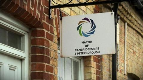 A sign saying Mayor of Cambridgeshire and Peterborough