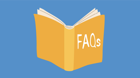 An illustration that depicts a boom titled 'FAQs'