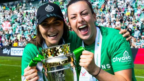 Celtic head coach Elena Sadiku and striker Amy Gallacher