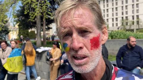 Ryan Routh at a protest in support of Ukraine