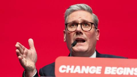 British Prime Minister Keir Starmer delivers his keynote speech at Britain's Labour Party's annual conference in Liverpool, Britain, September 24, 2024