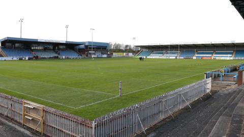 Featherstone Rovers' Millennium Stadium ground, pictured from a corner of the ground where the terraces are.