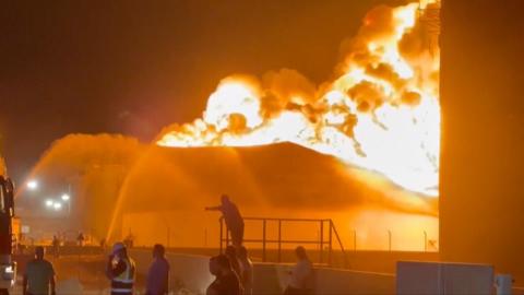 Smoke and flames from fire