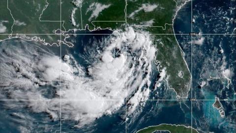 NOAA satellite image of the tropical depression that became Bertha