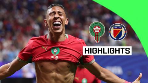 Soufiane Rahimi flashes the crowd a big smile after Morocco beat Haiti 4-2 in the 2026 World Cup.