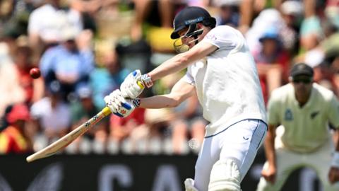 Harry Brook plays a shot