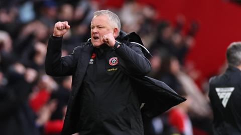 Chris Wilder celebrates Sheffield United goal