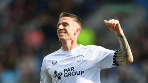 Emil Riis Jakobsen celebrating for Preston North End