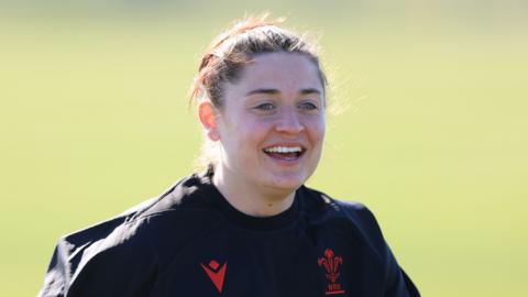 Robyn Wilkins smiles in Wales training 