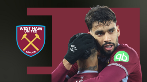 Paqueta hugs a West Ham team-mate