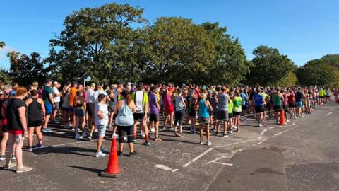 Runners on the start line at Weymouth's Parkrun