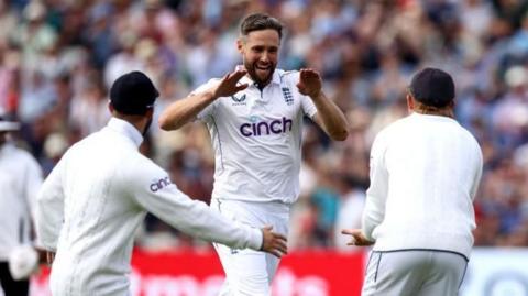 Chris Woakes celebrates