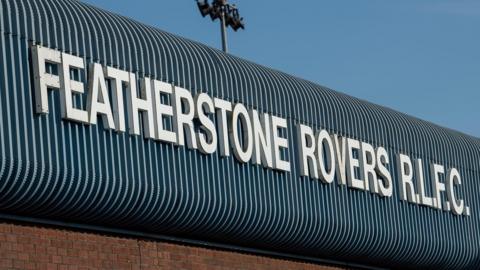 A Featherstone Rovers RLFC sign at their Millennium Stadium home