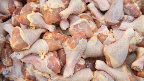 Dozens of raw chicken legs
