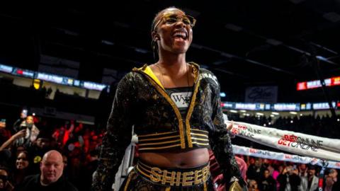 Claressa Shields on a ring walk