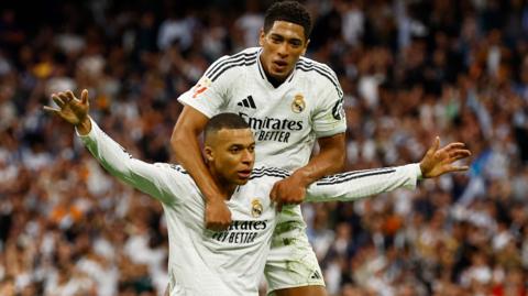 Kylian Mbappe celebrates