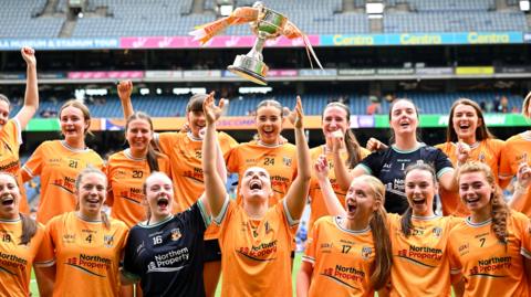 Antrim celebrate winning the Junior All-Ireland title