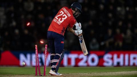 England batter Liam Livingstone is bowled