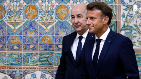 A picture from 2022 shows France's president with his Algerian counterpart after a press conference in Algiers