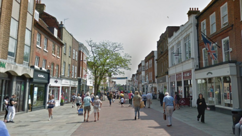 A pedestrianised high street