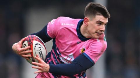 Exeter Chief's Joe Hawkins in action with the ball