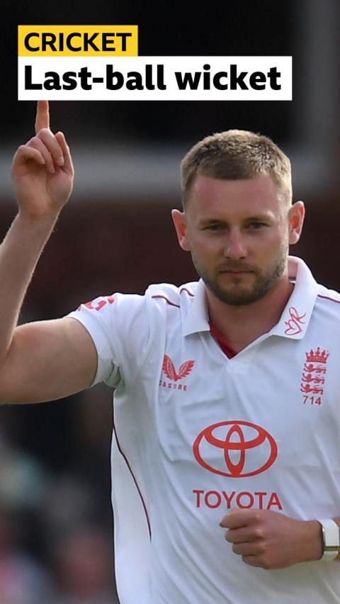 Gus Atkinson celebrates wicket